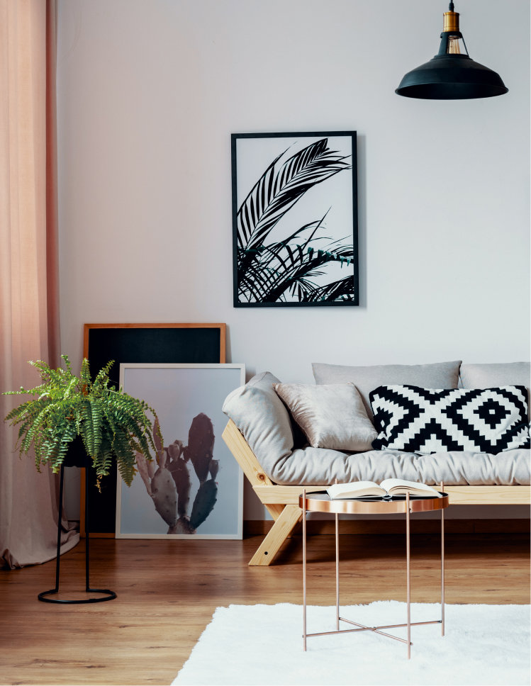 stylish window treatments in a modern living room